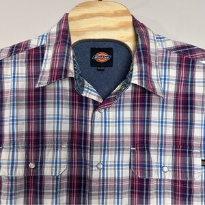 Dickies‎ Shirt Mens 2XL Multicolour Plaid Pearl Snap Western Cowboy Rodeo Logo
